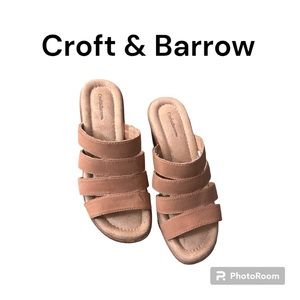 Croft & Barrow Womens “Nolly” Tan 3” Heel Sandal
